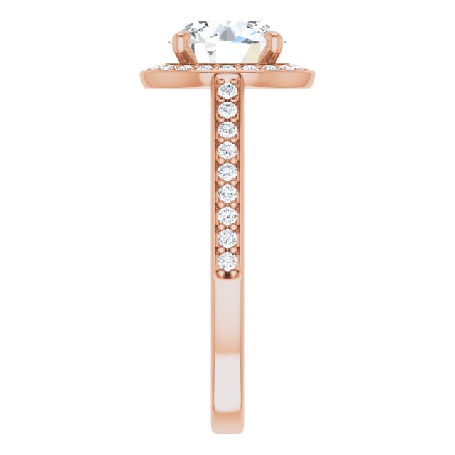 Cubic Zirconia Engagement Ring- The Farrah Michelle (Customizable Round Cut Style with Halo and Sculptural Trellis)