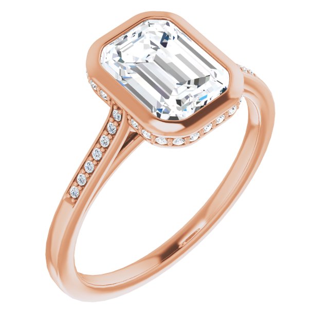 Cubic Zirconia Engagement Ring- The Adalynn (Customizable Cathedral-Bezel Radiant Cut Style with Under-halo and Shared Prong Band)