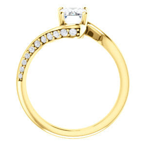 Cubic Zirconia Engagement Ring- The Nicola (Customizable Emerald Cut Style with Twisting Bypass Band featuring Inset Pavé Accents)