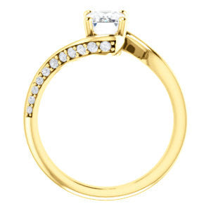 Cubic Zirconia Engagement Ring- The Nicola (Customizable Radiant Cut Style with Twisting Bypass Band featuring Inset Pavé Accents)