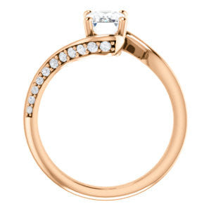 Cubic Zirconia Engagement Ring- The Nicola (Customizable Radiant Cut Style with Twisting Bypass Band featuring Inset Pavé Accents)