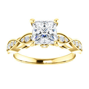 Cubic Zirconia Engagement Ring- The Meryl (Customizable Princess Cut Design featuring Pavé-Infinity Band and Peekaboo Accents)