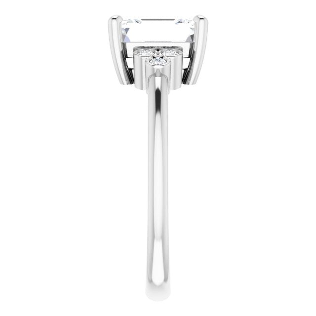 Cubic Zirconia Engagement Ring- The Irene (Customizable 7-stone Radiant Cut Center with Round-Bezel Side Stones)