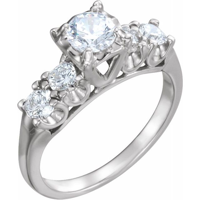 Cubic Zirconia Engagement Ring- The Roxy (0.25 or 0.5 Carat Round-cut 5-stone Design)