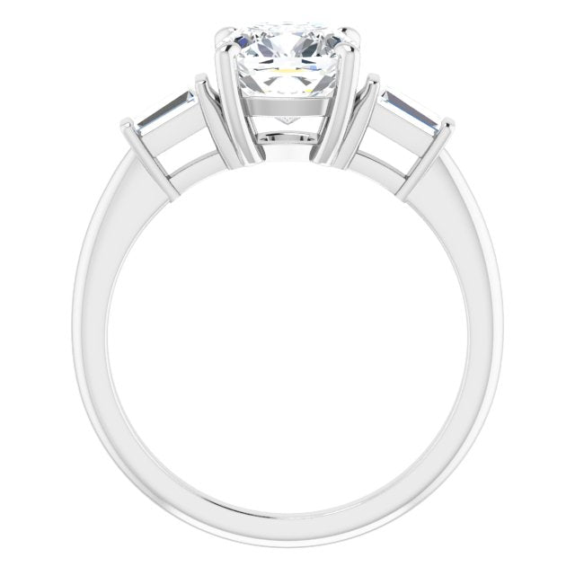 Cubic Zirconia Engagement Ring- The Dayanna Guadalupe (Customizable 3-stone Cushion Cut Design with Dual Baguette Accents))