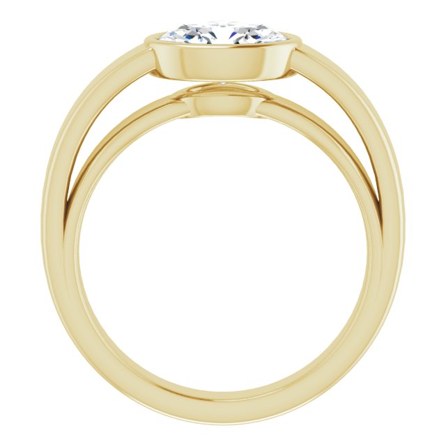 Cubic Zirconia Engagement Ring- The Dunyasha (Customizable Cathedral-Bezel Oval Cut Solitaire with Wide Band)