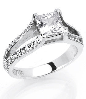 Cubic Zirconia Engagement Ring- The Joanne (2.40 TCW Princess Cut Split Shank)