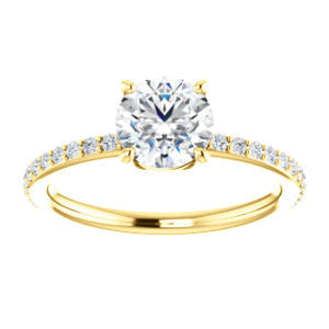 Cubic Zirconia Engagement Ring- The Delilah (Customizable Round Cut Petite Style with 3/4 Pavé Band)