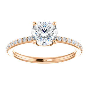 Cubic Zirconia Engagement Ring- The Delilah (Customizable Round Cut Petite Style with 3/4 Pavé Band)