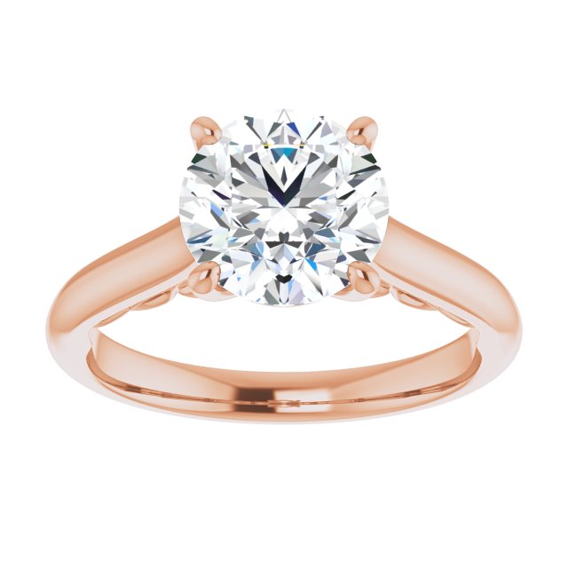 Cubic Zirconia Engagement Ring- The Adelaide (Customizable Round Cut Cathedral Solitaire with Two-Tone Option Decorative Trellis 'Down Under')