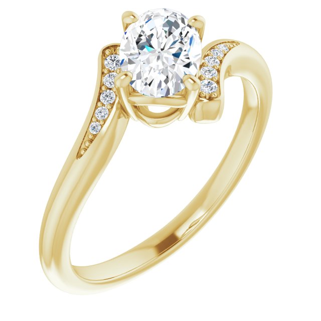 10K Yellow Gold Customizable 11-stone Oval Cut Design with Bypass Channel Accents