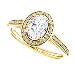 Cubic Zirconia Engagement Ring- The Laila Jean (Customizable Cathedral-set Oval Cut with Halo and Thin Pavé Band)