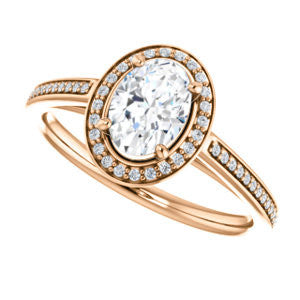 Cubic Zirconia Engagement Ring- The Laila Jean (Customizable Cathedral-set Oval Cut with Halo and Thin Pavé Band)