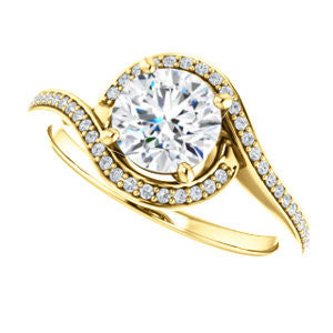 Cubic Zirconia Engagement Ring- The Annalisa (Customizable Round Cut Bypass with Twisting Pavé Band)