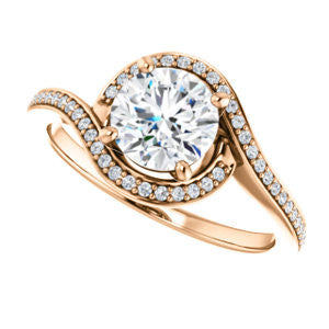 Cubic Zirconia Engagement Ring- The Annalisa (Customizable Round Cut Bypass with Twisting Pavé Band)