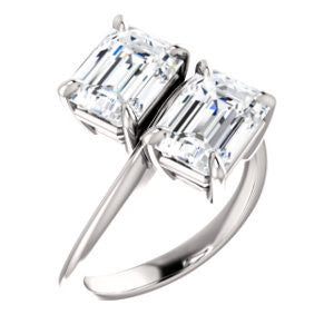 Cubic Zirconia Engagement Ring- The Patti (Customizable Radiant Cut 2-stone Bypass Style)