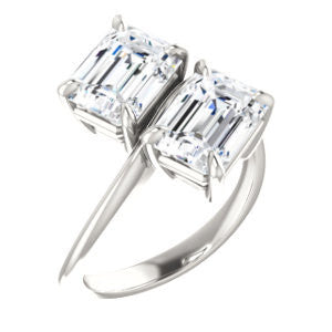 Cubic Zirconia Engagement Ring- The Patti (Customizable Radiant Cut 2-stone Bypass Style)