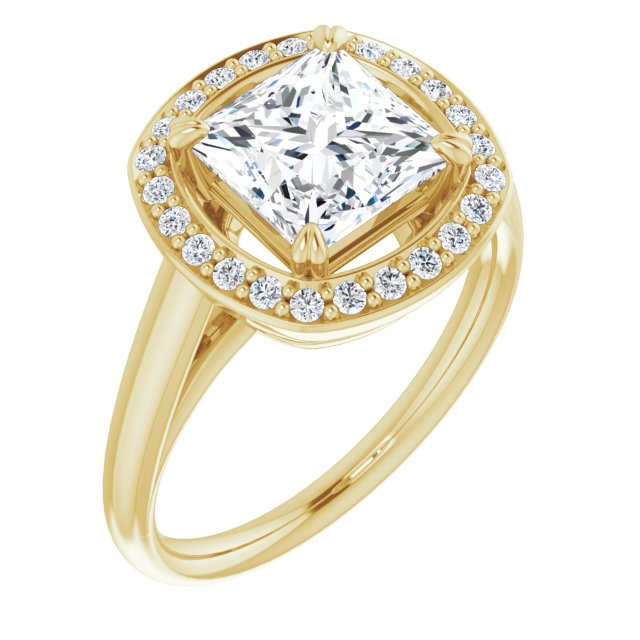 10K Yellow Gold Customizable Princess/Square Cut Design with Loose Halo