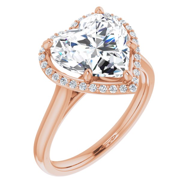 10K Rose Gold Customizable Halo-Styled Cathedral Heart Cut Design