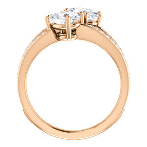 Cubic Zirconia Engagement Ring- The Valentina (Customizable 2-stone Double Oval Cut Design with Wide Split-Pavé Band)