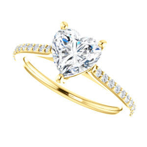 Cubic Zirconia Engagement Ring- The Tanisha (Customizable Cathedral-set Heart Cut Design with Thin Pavé Band)