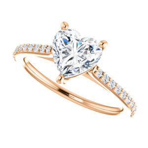 Cubic Zirconia Engagement Ring- The Tanisha (Customizable Cathedral-set Heart Cut Design with Thin Pavé Band)