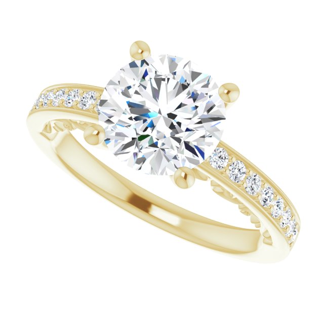 Cubic Zirconia Engagement Ring- The Eternity (Customizable Round Cut Design featuring 3-Sided Infinity Trellis and Round-Channel Accented Band)