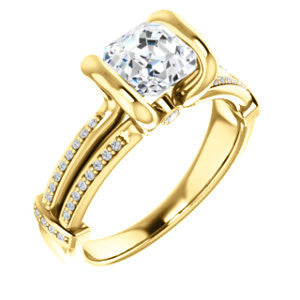 Cubic Zirconia Engagement Ring- The Kinsley (Customizable Asscher Cut with Split Pavé Band & Peekaboo Accents)