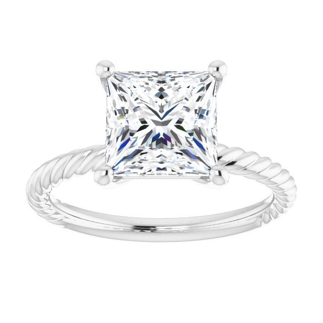 Cubic Zirconia Engagement Ring- The Donna Lea (Customizable Princess/Square Cut Solitaire featuring Braided Rope Band)