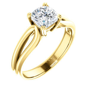 Cubic Zirconia Engagement Ring- The Jan (Customizable Cushion Cut Thick-Split Band Solitaire)