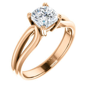 Cubic Zirconia Engagement Ring- The Jan (Customizable Cushion Cut Thick-Split Band Solitaire)