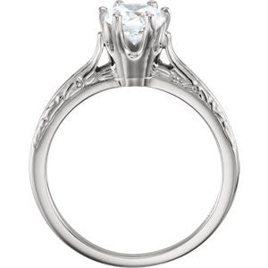 Cubic Zirconia Engagement Ring- The Ana (0.25-0.75 CT Round or Asscher Cut Stackable Solitaire with Sleek Hand-Engraved Band)