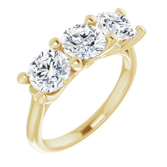 Cubic Zirconia Engagement Ring- The Jisha (Customizable Triple Round Cut Design with Thin Band)