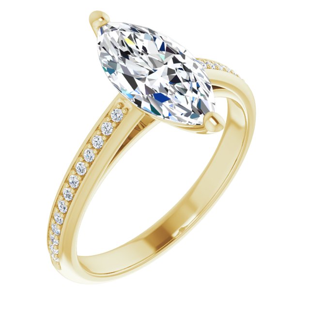 Cubic Zirconia Engagement Ring- The Ahimsa (Customizable Cathedral-set Marquise Cut Style with Shared Prong Band)