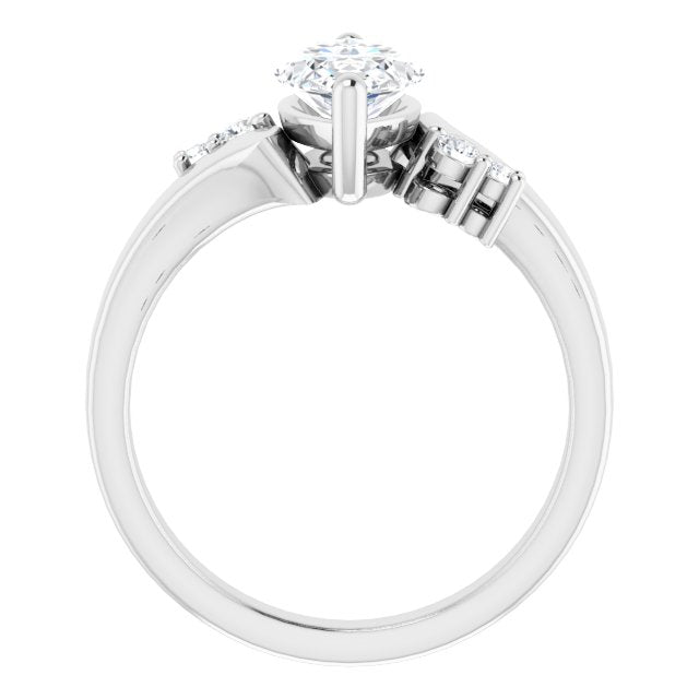 Cubic Zirconia Engagement Ring- The Inez (Customizable 5-stone Marquise Cut Style featuring Artisan Bypass)