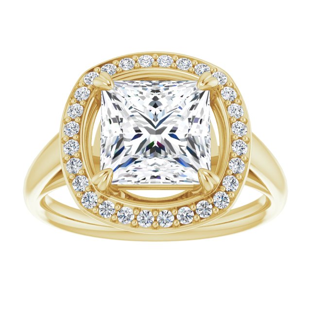 Cubic Zirconia Engagement Ring- The Arianna (Customizable Princess/Square Cut Design with Loose Halo)