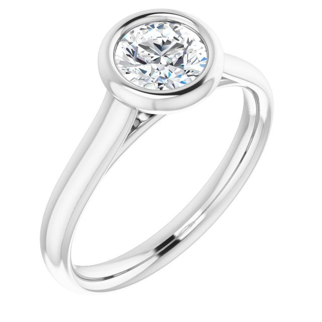10K White Gold Customizable Cathedral-Bezel Round Cut Solitaire