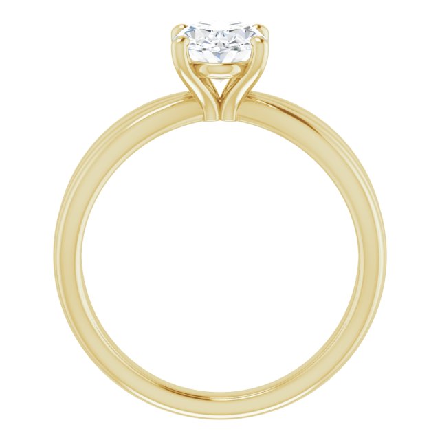 Cubic Zirconia Engagement Ring- The Maha (Customizable Oval Cut Solitaire Design with Wide, Ribboned Split-band)