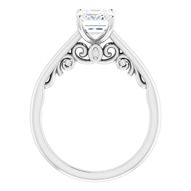 Cubic Zirconia Engagement Ring- The Heilanda (Customizable Cathedral-set Radiant Cut Style featuring Peekaboo Trellis Hidden Stones)