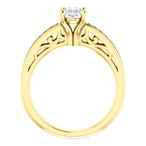 Cubic Zirconia Engagement Ring- The Jazmin Ella (Customizable Oval Cut with Three-sided Filigree and Channel Accents)