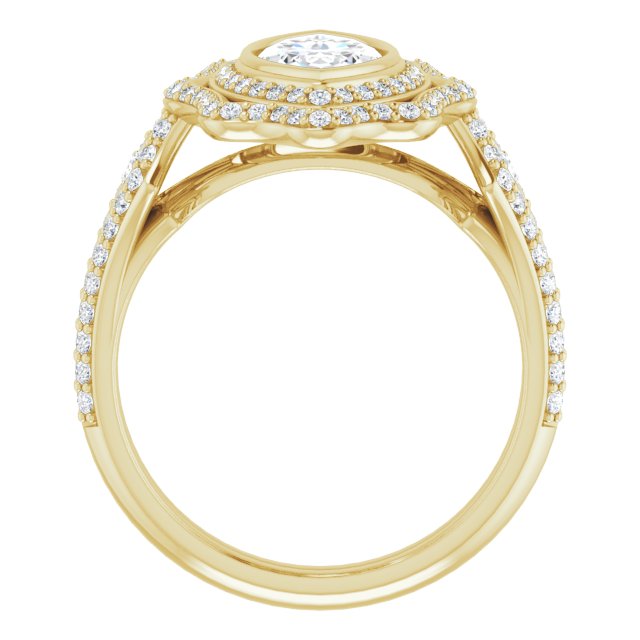Cubic Zirconia Engagement Ring- The Arya (Customizable Marquise Cut Style with Ultra-wide Pavé Split-Band and Nature-Inspired Double Halo)