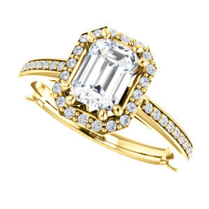 Cubic Zirconia Engagement Ring- The Jessika (Customizable Cathedral-set Radiant Cut Design with Halo and Thin Pavé Band)