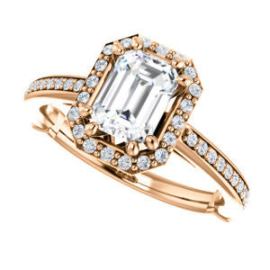 Cubic Zirconia Engagement Ring- The Jessika (Customizable Cathedral-set Radiant Cut Design with Halo and Thin Pavé Band)