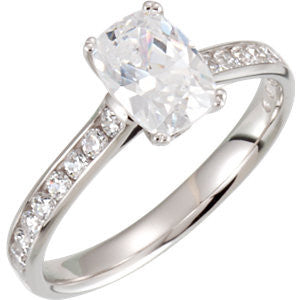 Cubic Zirconia Engagement Ring- The Akiko (2.11 TCW featuring Cathedral-style Oval Cut Center with Bezel Peekaboos))