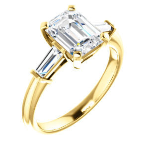 Cubic Zirconia Engagement Ring- The Monica (Customizable Radiant Cut Center with Dual Tapered Baguettes)