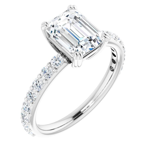 Cubic Zirconia Engagement Ring- The Chandita (Customizable Radiant Cut Design with Large Round Cut 3/4 Band Accents)