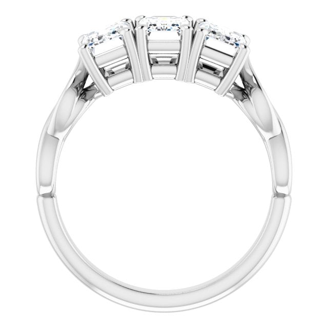 Cubic Zirconia Engagement Ring- The Maria José (Customizable Triple Emerald Cut Design with Twisting Infinity Split Band)