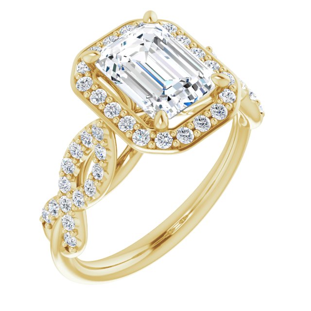 Cubic Zirconia Engagement Ring- The Jakayla (Customizable Cathedral-Halo Radiant Cut Design with Artisan Infinity-inspired Twisting Pavé Band)