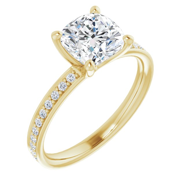 Cubic Zirconia Engagement Ring- The Helena (Customizable Classic Prong-set Cushion Cut Design with Shared Prong Band)