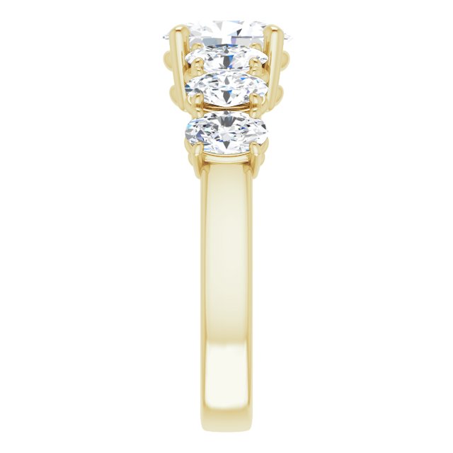 Cubic Zirconia Engagement Ring- The Xiomara (Customizable 7-stone Oval Cut Design with Large Round-Prong Side Stones)